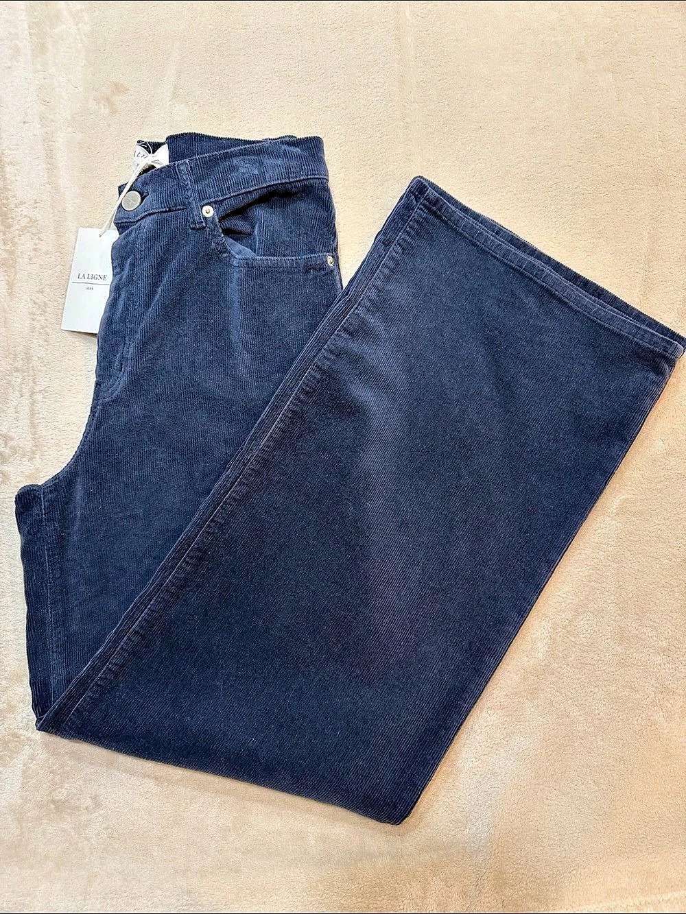 La Ligne Jean Wide Leg Corduroy Pants Blue Waist 26 NWT